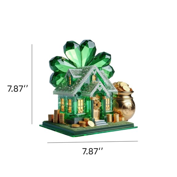 Bwiyojiz Disposables Flat St Patrick's Day Elegant Green Crystal-Leaf Acrylic Tabletop Ornament, Gifts for Sister