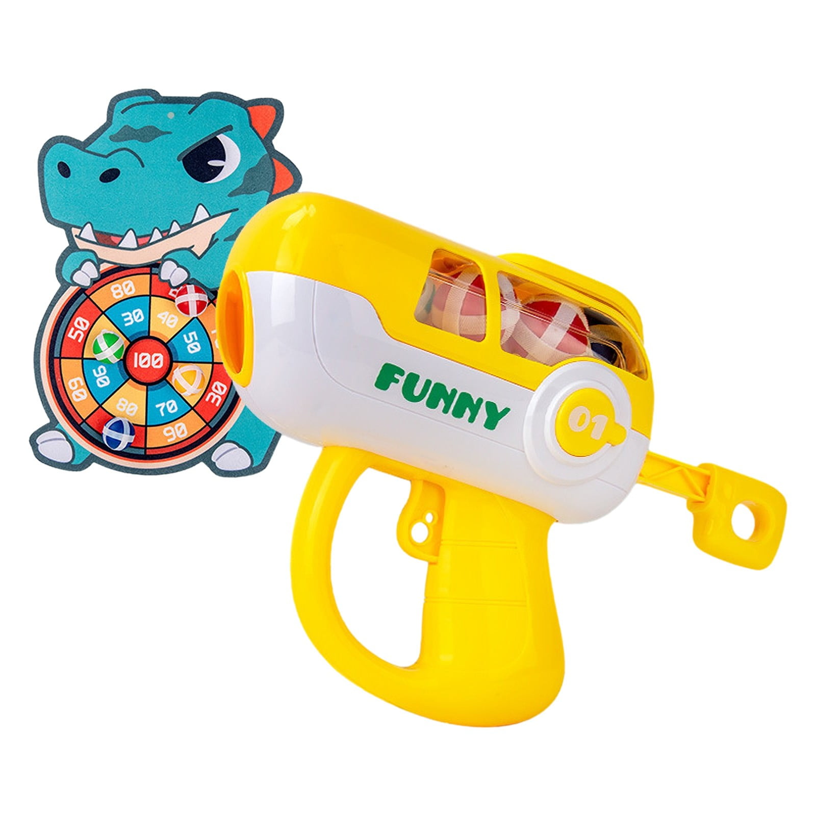 Bwiyojiz Educational Toys Dinosaur Ball Guns Mark Ejection Tackiness Puzzle Throwing Toy, Gifts for Him, Yellow