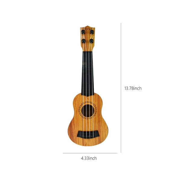Bwiyojiz Educational Toys Guitar Ukulele Beginner Musical Instrument 14" with 4 Strings Mini for Skill Improving Play Toy, Gifts for Her, Brown