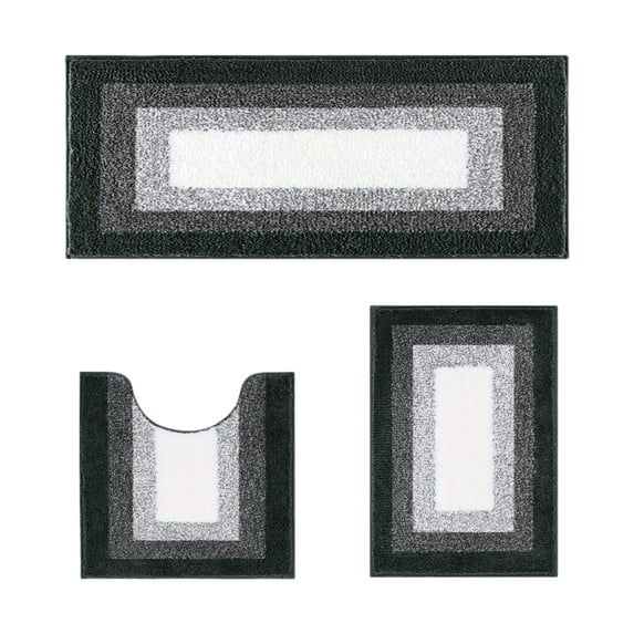 Bwiyojiz Floor Mat, 47in Microfiber Rug Set 3 Piece Bathroom Rug Set With U-Shaped Contours Mat Soft Absorbent Non-Slide Bath Mat Machines Washable For Toilet Tub Shower Home Decor