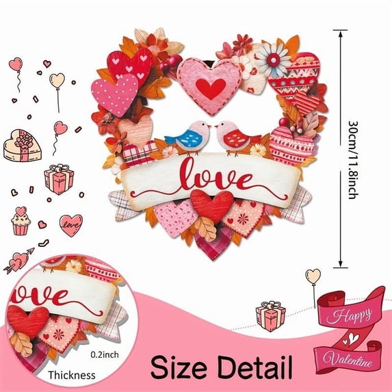 Bwiyojiz Hanging Ornaments Valentine’s Wooden Flat Heart Plaques Rustics Love Sign for Wall Door or Gift, Gifts for Friend, Multicolor