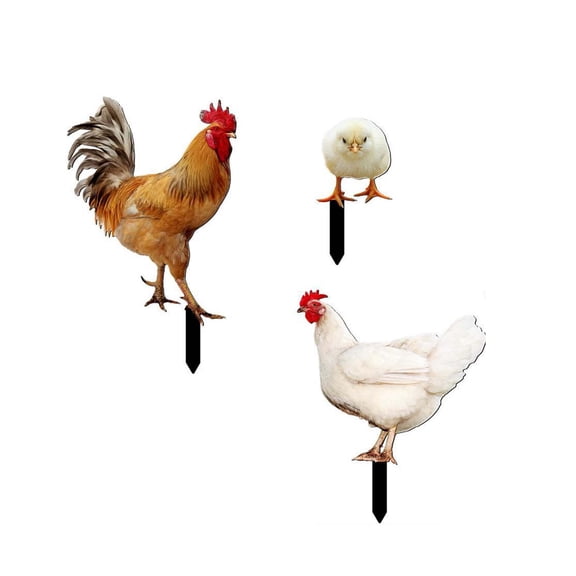 Bwiyojiz Home Decor Accessories Count 3pcs Rooster Hen Chicken and Chick Yard Ground Insertion Art Garden Outdoor Decoration Plug-in, Gifts for Yourself, Multicolor