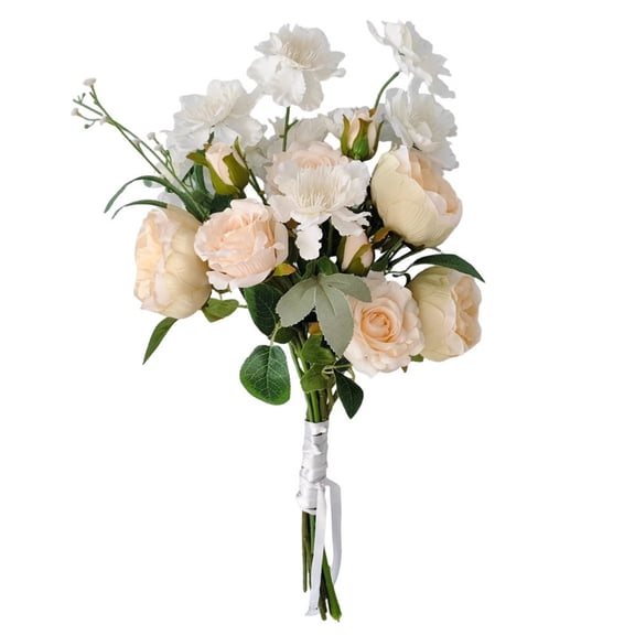 Bwiyojiz Home Decor Accessories Simulation Rose Bouquet Outdoor Wedding Photography Props Bride, Gifts for Family, White