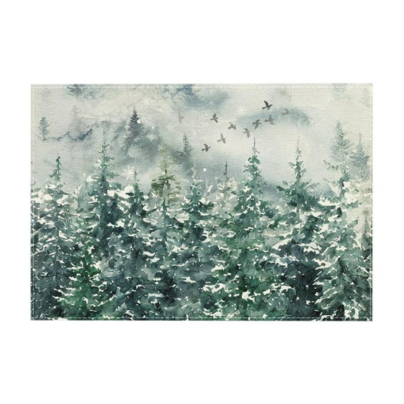 Bwiyojiz Home Decor Christmas Decorations 17.71x11.81" Holiday Products Winter Tree Placemats 12x18" Table Mats for Party Kitchen Dining Room Decoration, Gifts for Sisters, Multicolor