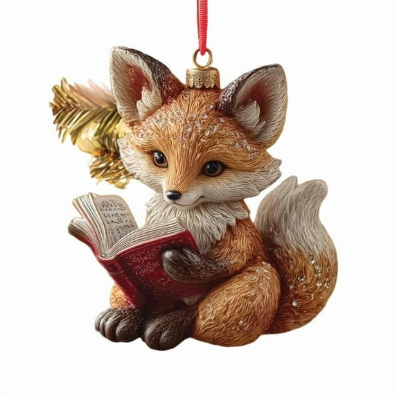 Bwiyojiz Home Decor Christmas Decorations 3.14" Reading Foxs Raccoon Ornament, Gifts for Family