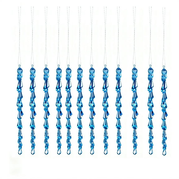 Bwiyojiz Home Decor Christmas Decorations Count 12pcs Transparent Crushed Ice Pendants Acrylic Icicles, Gifts for Mom, Blue