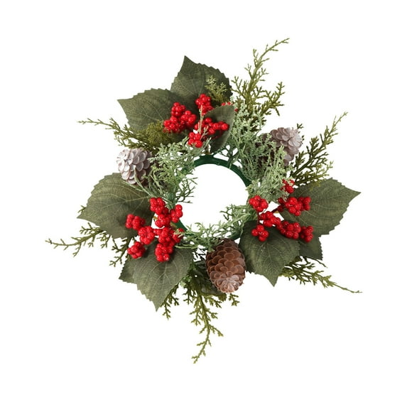 Bwiyojiz Home Decor Christmas Decorations Decoration Candle Rings Wreath Simulated Flower Centerpiece for Dining Tables Wedding Party, Gifts for Friend, Multicolor