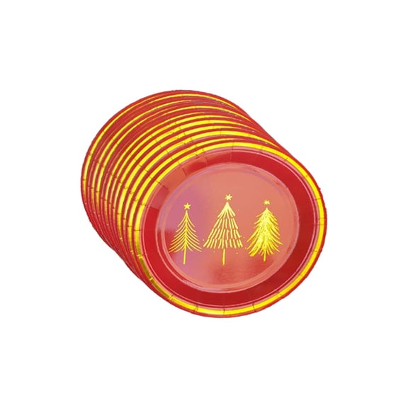 Bwiyojiz Home Decor Christmas Decorations Decoration Count 10pcs Paper Plates Disposable Cutlery, Gifts for Her, Red