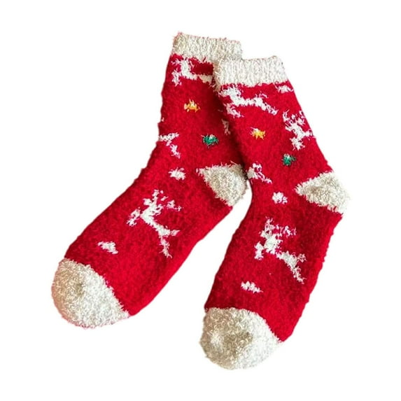 Bwiyojiz Home Decor Christmas Decorations Decoration Count 2pcs Fuzzy Socks Women's Cute Plushy Stockings Warm-Foot Corals Fleece Sleep Non-Shedding Floor, Gifts for Sister, Multicolor