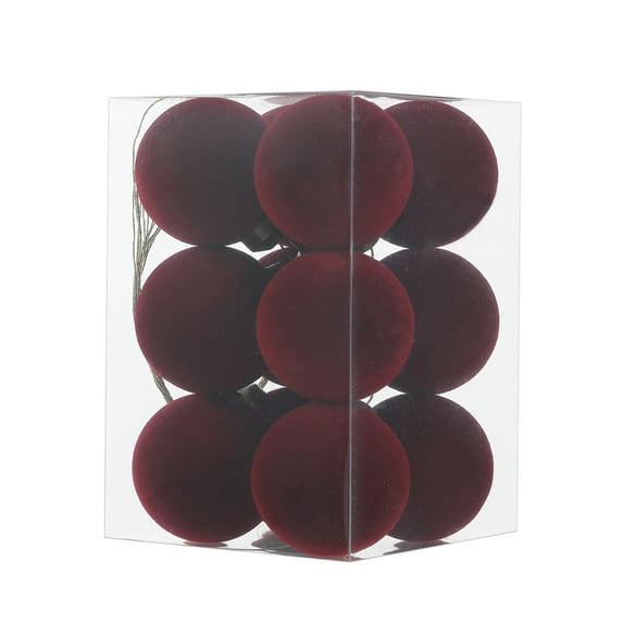 Bwiyojiz Home Decor Christmas Decorations Decoration Supplies Count 12pcs 12 Pcs Velvet Balls Flocked Tree Ornaments Plastic Xmas Decorative Hanging, Gifts for Sister, Red