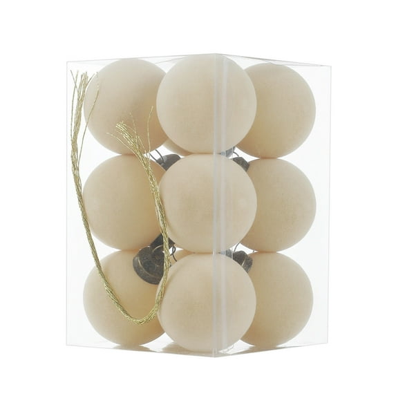 Bwiyojiz Home Decor Christmas Decorations Decoration Supplies Count 12pcs 12 Pcs Velvet Balls Flocked Tree Ornaments Plastic Xmas Decorative Hanging, Gifts for Sisters, White