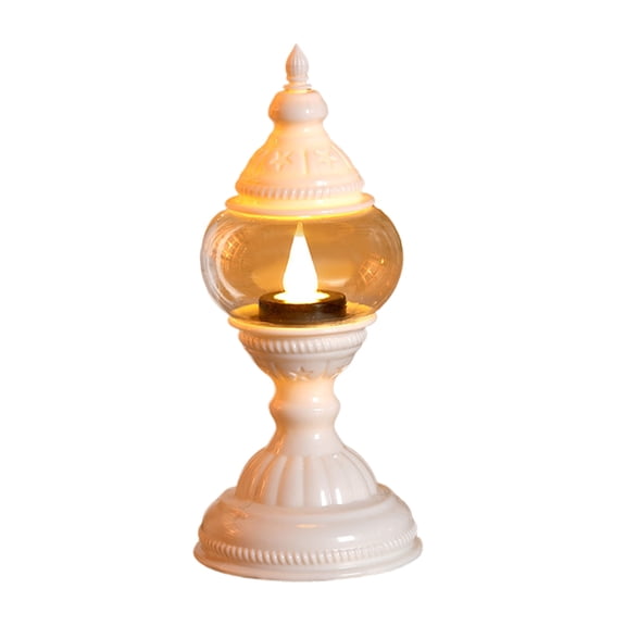Bwiyojiz Home Decor Decoration Candlestick Electronic Candle Ambient Light Small Oil Lamp Mini Night Holiday Lights Desk, Gifts for Sister, White