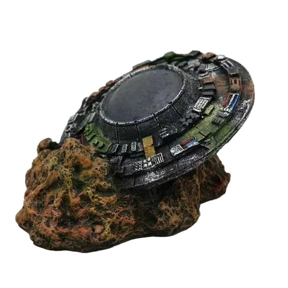 Bwiyojiz Home Decor Decoration Ornaments Fishbowl Aquascape Wreckage Science Fiction UFO Desktop Resin Novelty Decorative, Gifts for Women, Multicolor