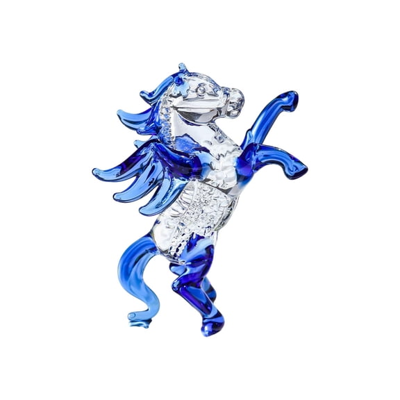 Bwiyojiz Home Decor Decoration Ornaments Glass Colorful Glazed Carousel Featuring Animals, Gifts for Yourelf, Blue