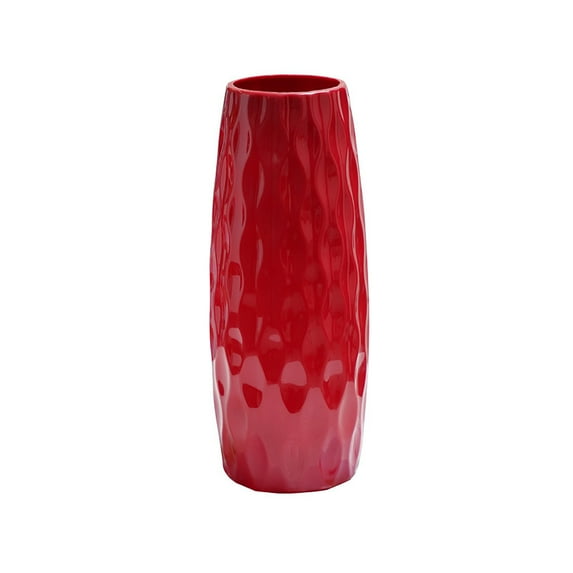 Bwiyojiz Home Decor Vases Plastic Vase 9.4"for Flower Decorative Flowers Modern Bouquet Shelf Weddings, Christmas Gifts, Red