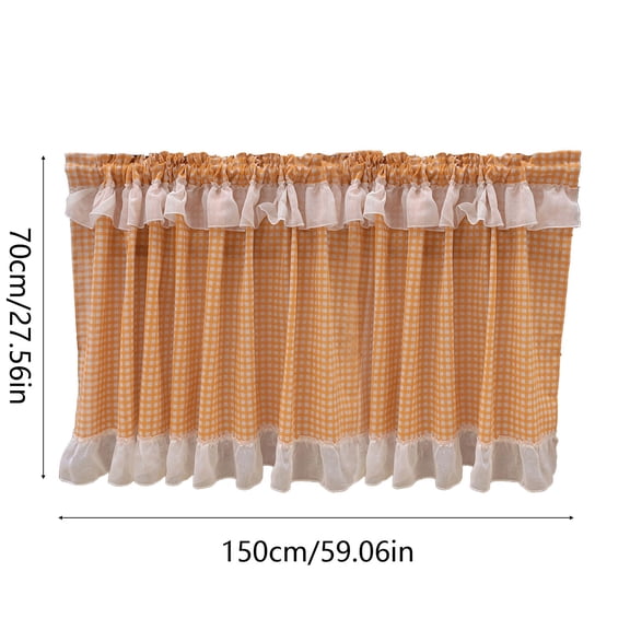 Bwiyojiz Home Decoration Other Checkered Curtain Partition Window Valance Cottage Layout Rod Pocket for Kitchen/Living Room, Gifts for Family, Multicolor