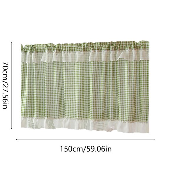 Bwiyojiz Home Decoration Other Checkered Curtain Partition Window Valance Cottage Layout Rod Pocket for Kitchen/Living Room, Gifts for Sisters, Multicolor