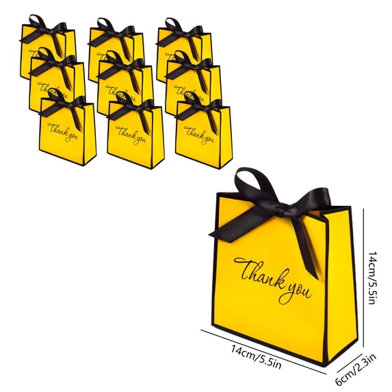 Bwiyojiz Home Decoration Holiday Products Count 10pcs Paper 10 Sets of Stamping Bow Hand Bags Neckties Mini Gift, Gifts for Women, Yellow