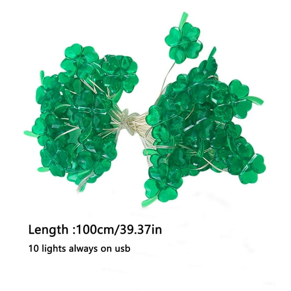 Bwiyojiz Home Decoration Holiday Products Irish Festival Light String Fairys Lights St Patrick's Day Party Four Leaf Clovers, Gifts for Yourself, Green