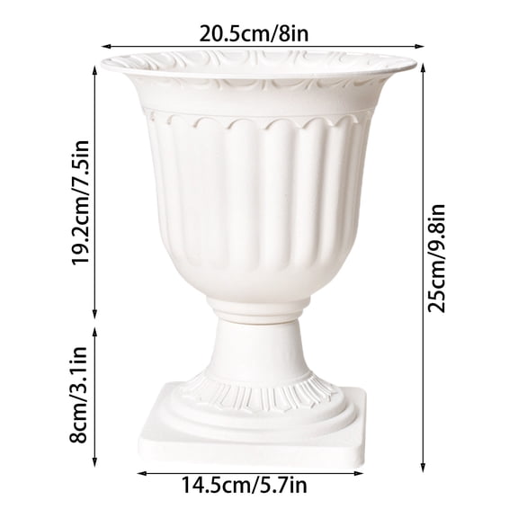 Bwiyojiz Home Decoration Ornaments 3.6L Squares Bottomed High Legged Roman Column Split Outward Expanding Flower Pot, Gifts for Sisters, White