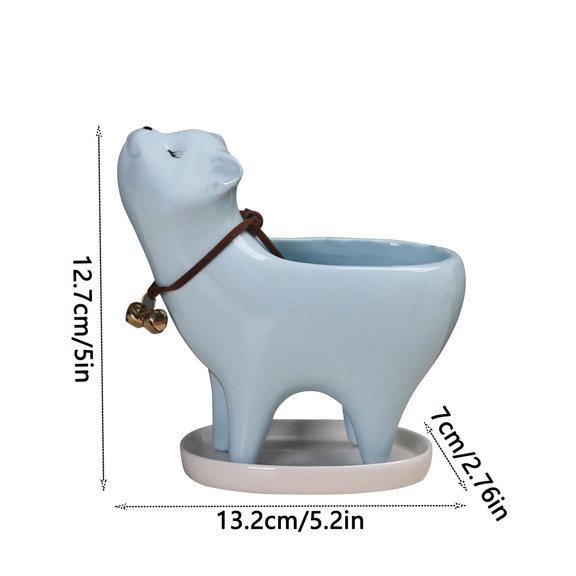 Bwiyojiz Home Decoration Ornaments Ceramics Gardening Cats Tail Cactus Ceramic Flower Pot Cartoons Cute Personalized, Gifts for Mom, Blue