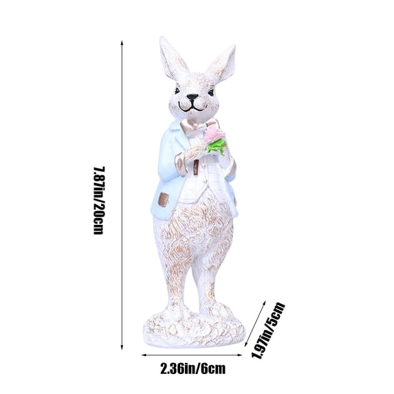 Bwiyojiz Home Decoration Ornaments Easter Bunny Decorations Living Room Gifts Resin Idyllic, Gifts for Yourself, Blue