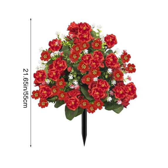 Bwiyojiz Home Decoration Other Outdoor Simulation Flower Ground Arrangement Begonia Bouquet Artificial Fake Patio Potted Plants, Gifts for Sisters, Red