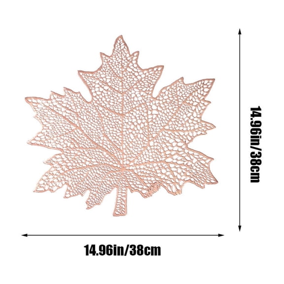 Bwiyojiz Home, Garden & Tools Dining Entertaining Kitchen Hollow PVC Maple Leaf Shaped Placemat and Oil Proof Household Western Style Insulation Pad Decorative, Gifts for Sisters, Gold