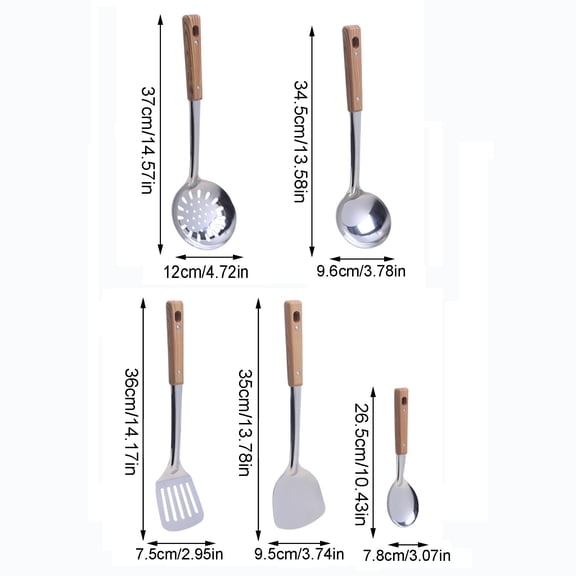 Bwiyojiz Home, Garden & Tools Gadgets Count 5pcs Superior Stainless Steel Utensil Set 5 Piece Heavy Duty Cooking Including Spatula Turner Soup Spoon and Strainer Heatresistant Built to Last