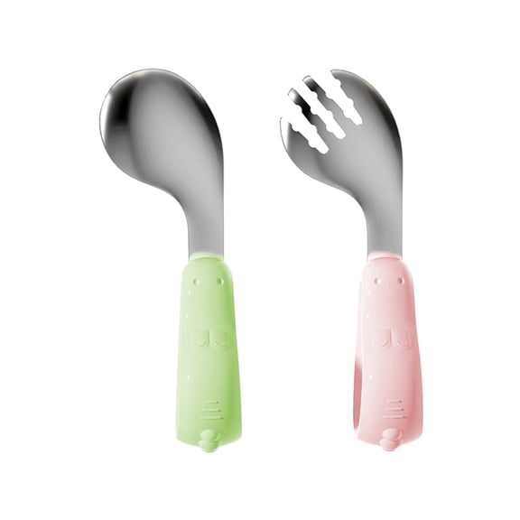 Bwiyojiz Home, Garden & Tools Gadgets Kitchen Dining Baby Complementary Food Spoon Independently One Year Old Learns and Train Stainless Steel Short Handle Spork, Gifts for Sister