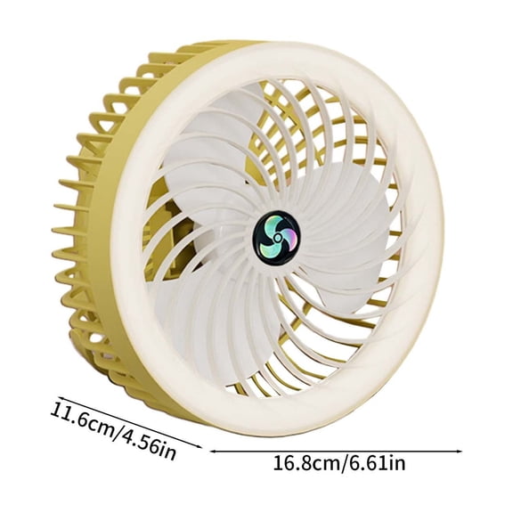 Bwiyojiz Home, Garden & Tools Gadgets Kitchen Dining Camping Fan with LED Light Rechargeable Battery 1200mAh Powered Tent Fans Hook 3 Speed Portable USB Desk for and Home, Gifts for Yourself, Yellow