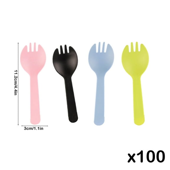 Bwiyojiz Home, Garden & Tools Gadgets Kitchen Dining Count 100pcs Frosted Birthday Cake Forks and Spoons Disposable Plastic Baking Dessert Individually Wrapped Cutlery, Gifts for Family, Multicolor