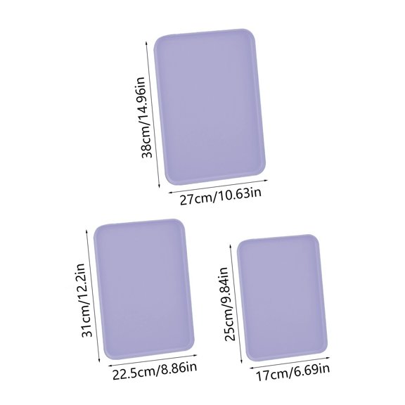 Bwiyojiz Home, Garden & Tools Gadgets Kitchen Dining Count 3pcs Rectangular Tray Large Medium and Small Sets of Three Household Plates to Put Tea Cups Dinner Snacks, Gifts for Her, Purple