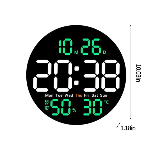 Bwiyojiz Home, Garden & Tools Gadgets Kitchen Dining Round Clock Multi-function Remote Control Living Room Wall Home Decoration Digital Electronic Silent Color Screen, Gifts for Sister, Green