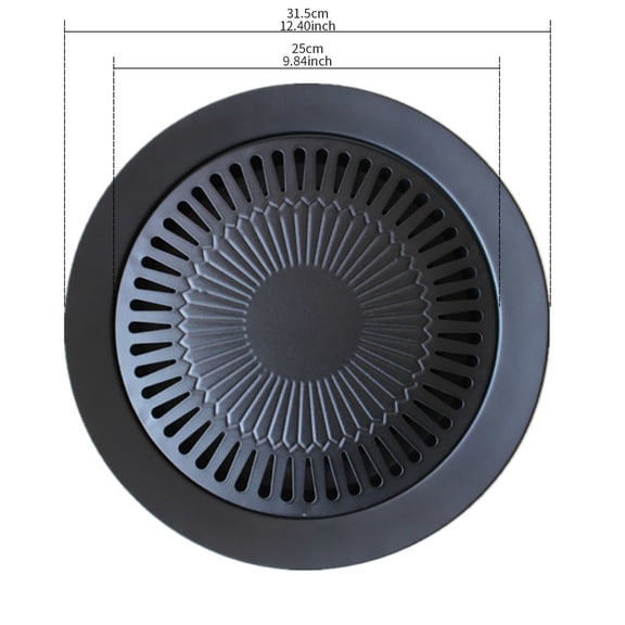 Bwiyojiz Home, Garden & Tools Gadgets Kitchen Dining Round Iron Korean BBQ Grill Barbecue Set Non-stick Pan With, Gifts for Friend, Black