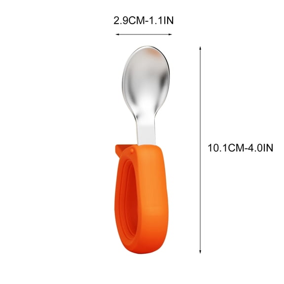 Bwiyojiz Home, Garden & Tools Gadgets Kitchen Dining Short Handled Fork Spoon 316 Stainless Steel Elbow Training for Tableware Learning to Spoons and Complementary Food, Gifts for Sisters, Yellow