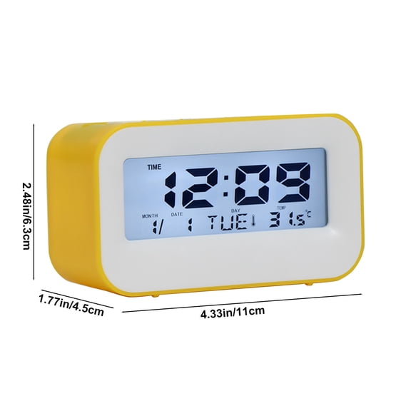 Bwiyojiz Home, Garden & Tools Gadgets Kitchen Dining Simples Display Alarm Clock Student Wake-up Electronic White Backlight Perpetual Calendar, Gifts for Her, Yellow