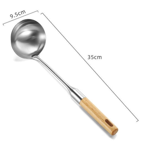 Bwiyojiz Home, Garden & Tools Gadgets Kitchen Dining Stainless Steel Solid Wooden Handle Soup Spoon Household Cooking Congee, Gifts for Women