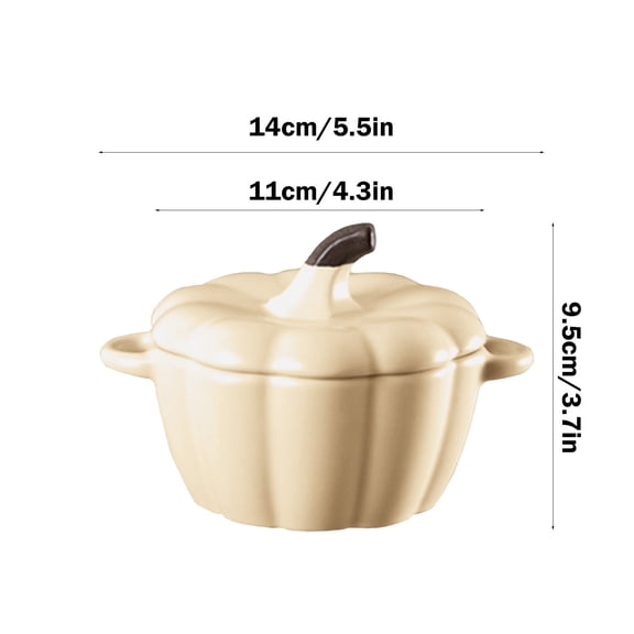 Bwiyojiz Home, Garden & Tools Kitchen Dining Entertaining Ceramic Pumpkin Bowl Baking Steaming Stewing with Lid, Gifts for Her, Beige