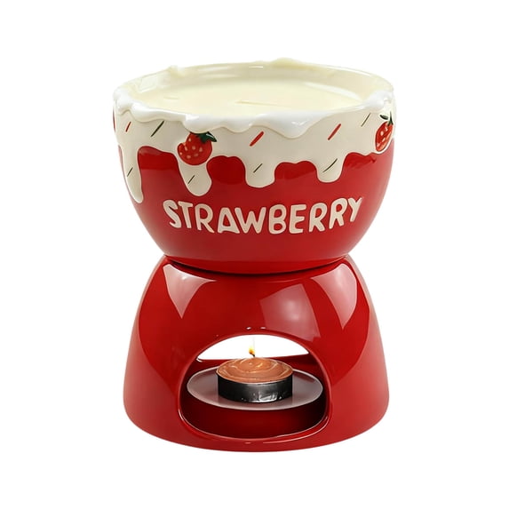 Bwiyojiz Home, Garden & Tools Kitchen Dining Entertaining Homemade Ceramic Cheese Fondue Set Chocolate Melting Oven Ice Cream, Gifts for Friend, Red