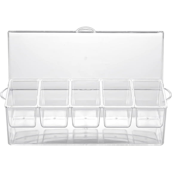 Bwiyojiz Home, Garden & Tools Kitchen Dining Entertaining Ice Chilled Condiment Tray,5 Removable Compartments,Detachable Fruit Seasoning Box, Gifts for Yourself, Clear