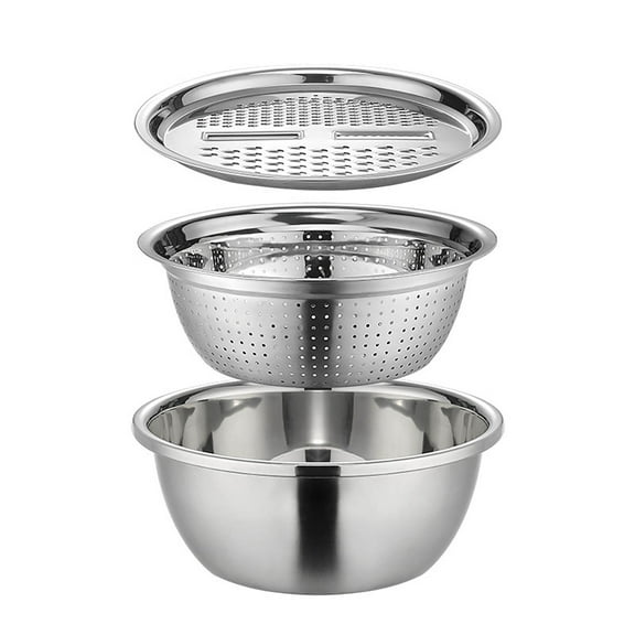 Bwiyojiz Home, Garden & Tools Kitchen Dining Entertaining Multifunctional Stainless Steel Basin Three Piece Set of Colander Filter, Gifts for Friend