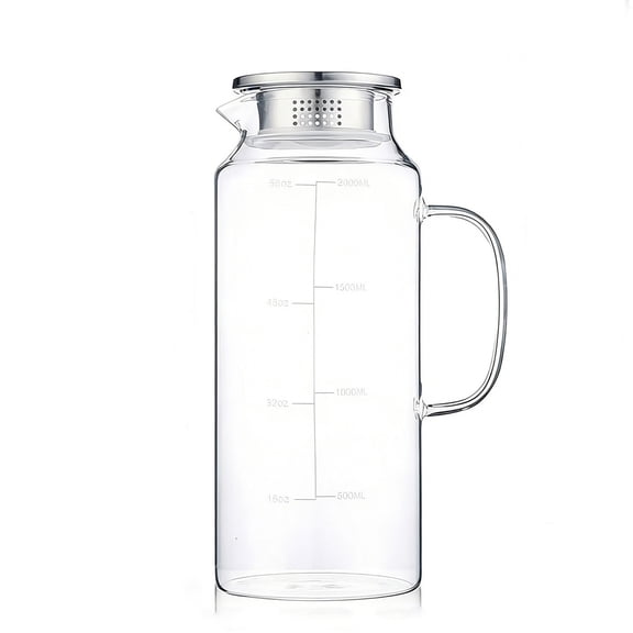 Bwiyojiz Kettle, 67oz Large Capacity Glass Kettle Large Capacity Summer Refrigerator Glass Kettle Glass Tied High Temperature Resistantly Cold Water Cup Teapot