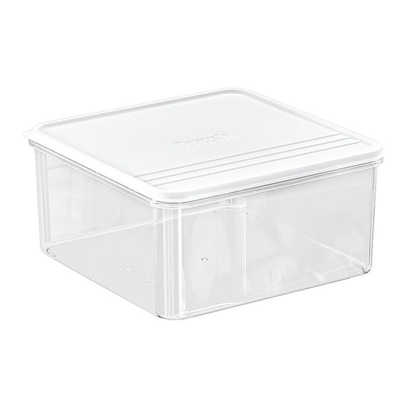 Bwiyojiz Kitchen Accessories 8.46x8.46x3.93" Stackable Refrigerator Cooler Sealed with Lid Organizer Snacks Nut Box Food Storage Transparent, Gifts for Her, White