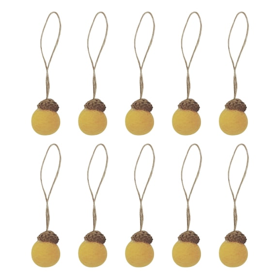 Bwiyojiz Kitchen Decor Accessories Count 10pcs Set of 10 Felted Acorns with Natural Cap Thanksgiving Ornaments Wool for Fall Christmas, Gifts for Yourself, Yellow