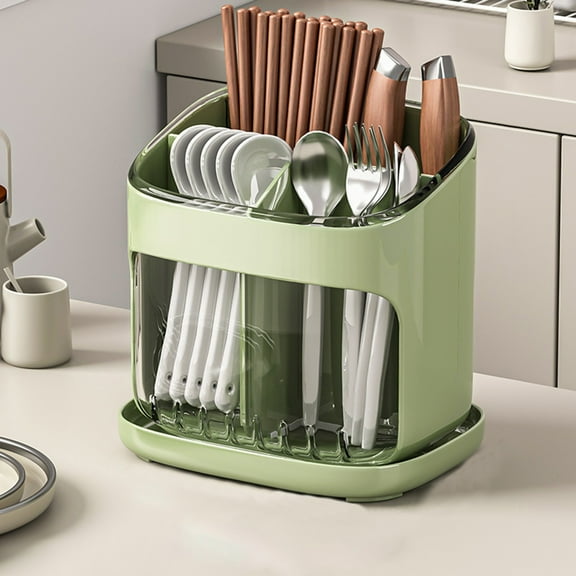 Bwiyojiz Kitchen Storage, Chopstick Storage Box Kitchen Large Capacity Drainage Organizer Tube Large Compartment Lazy Corner Cutlery Organizer Easy To Clean Tilt, Women Gifts