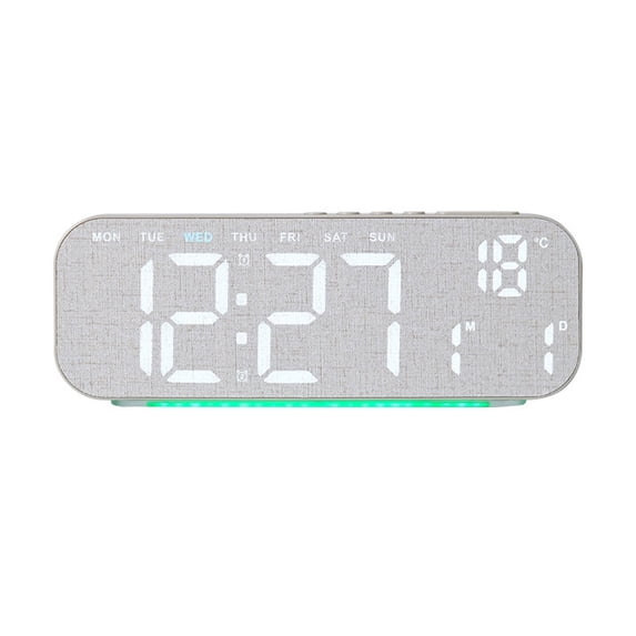 Bwiyojiz LED Digital Alarm Clock, Electronic Desk Clock with Date and Temp Display, Brightness Adjustable