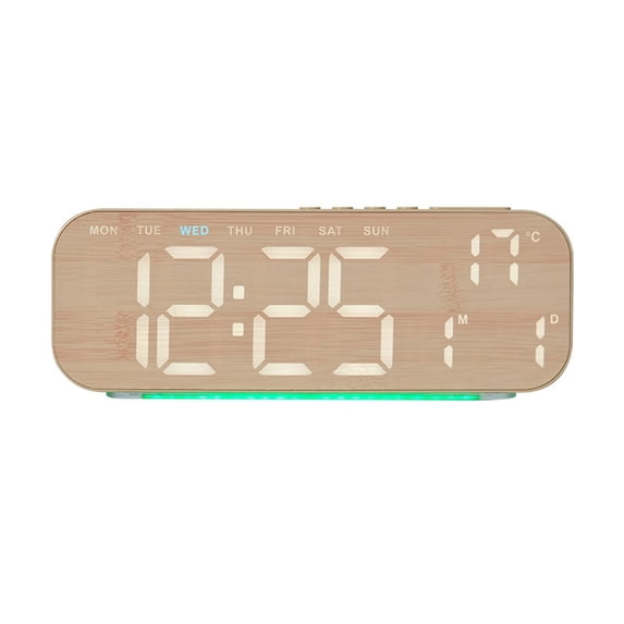 Bwiyojiz LED Digital Alarm Clock, Electronic Desk Clock with Date and Temp Display, Brightness Adjustable
