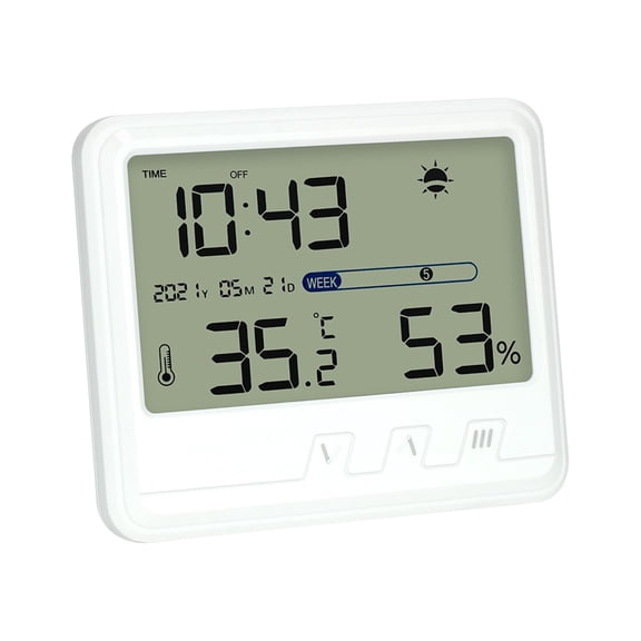 Bwiyojiz Multi-function Digital LCD Large Screen Weather Clock Indoor Temperature and Humidity Meter with Alarm Clock Weekly Calendar Weather Forecasts, Gifts for Men