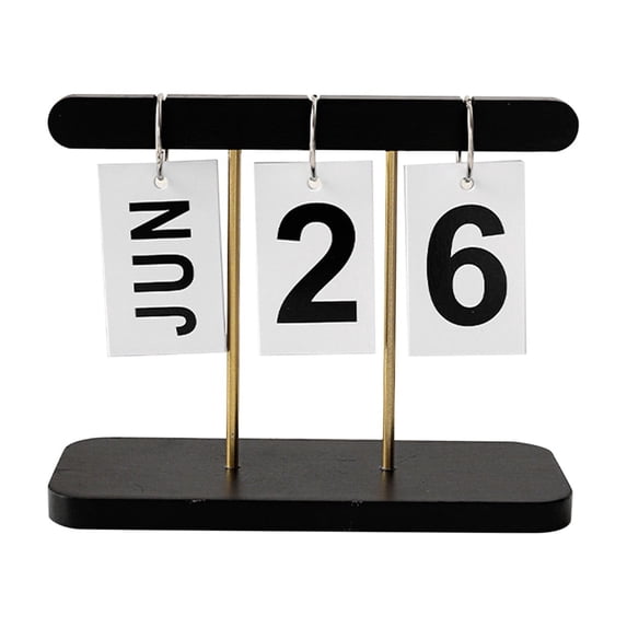 Bwiyojiz Vintage Decor Artificial Flowers Wooden Perpetual Desk Calendar Flip Calender for Office Creative Month Date Display Women Home Desktop Accessories Photo Props, Gifts for Yourself